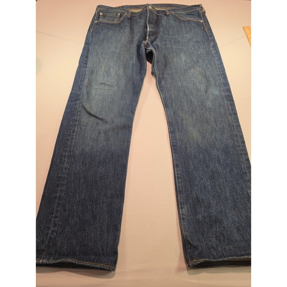 Levis 501 Original Fit Jeans Mens 38x32 Medium Wash Blue Straight Button Fly